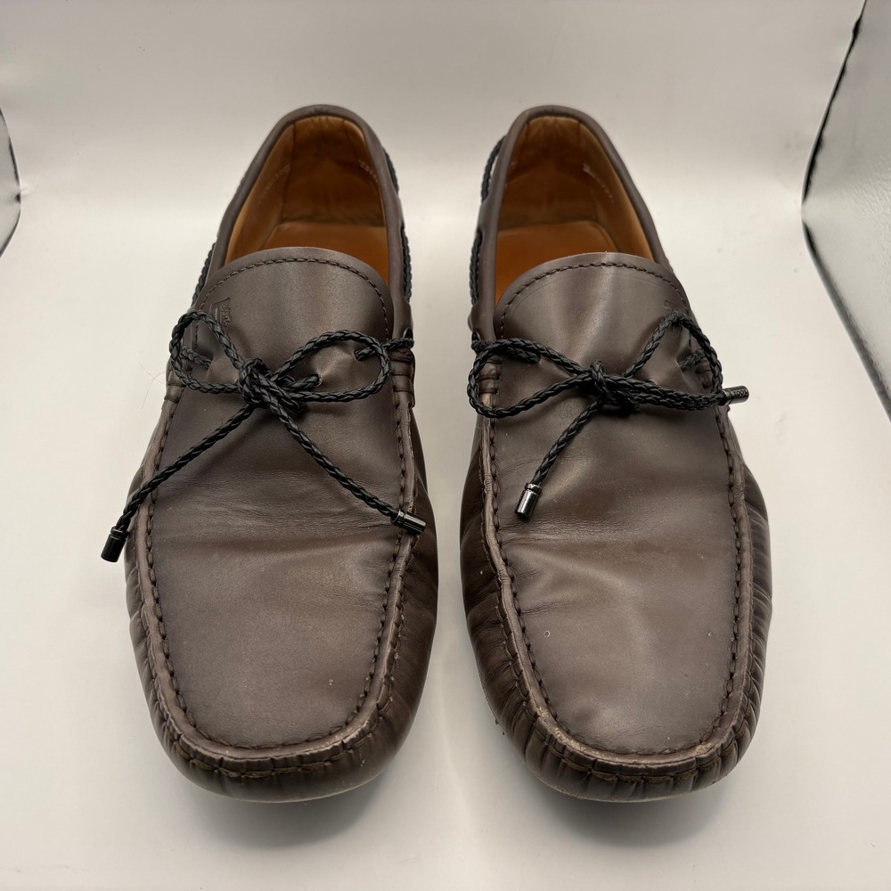 Tods Mens Gommino Driving Shoes Brown Leather Loafers Size 7 Made in Italy